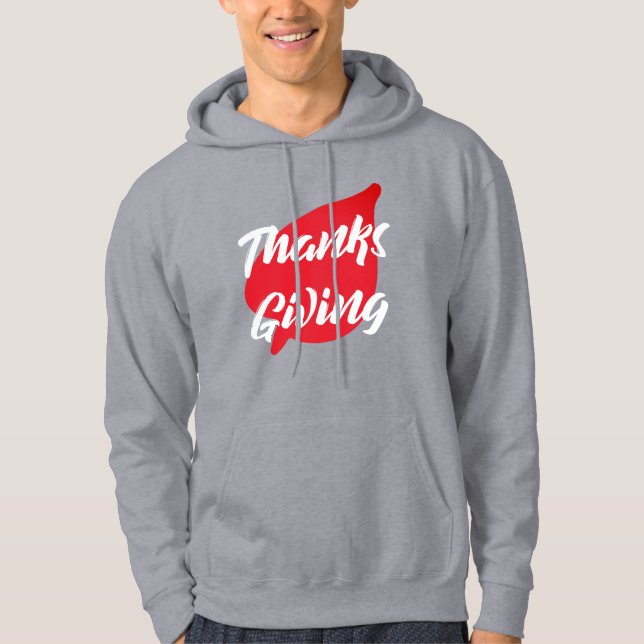 Nice Text Thanksgiving Typography on Leaf  Hoodie (Front)