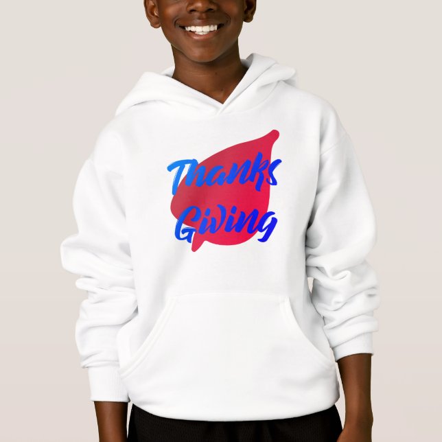 Nice Text Thanksgiving Typography on Leaf  Hoodie (Front)