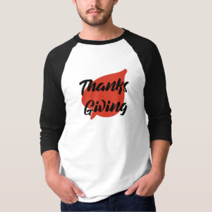 Nice Text Thanksgiving Typography on Leaf T-Shirt