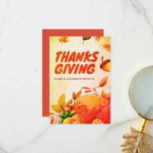 Nice Thanksgiving with Turkey and Leaves Fall  Thank You Card