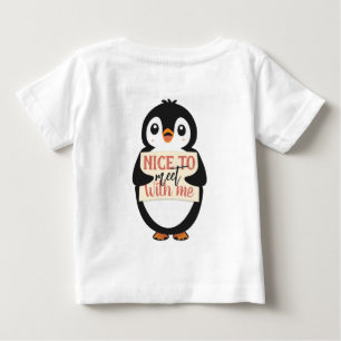 Nice to meet with me: personalised penguin sign baby T-Shirt