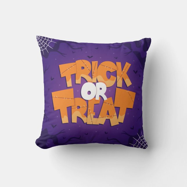 Nice Trick or Treat Typography  Cushion (Front)