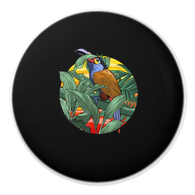 Nice Tropical Bird Gift for Birds Animals & Parrot Ceramic Knob (Front)
