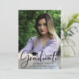 Nice Typography Script Front/Back Photo Graduation Invitation