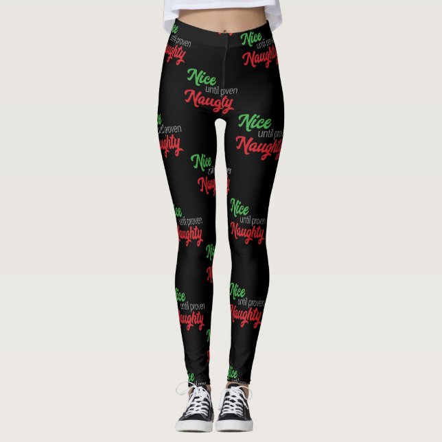 Nice Until Proven Naughty Leggings (Black) (Front)