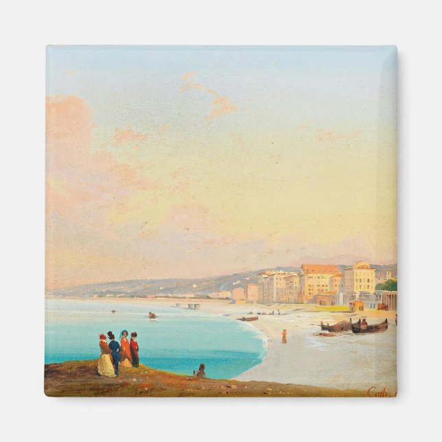 Nice, View of the Beach from Quai du Midi, Magnet (Front)