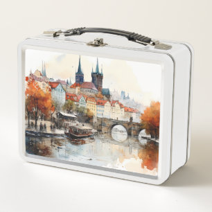 Nice Vintage historical old town Prague Metal Lunch Box