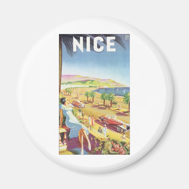 NICE Vintage Travel Poster Magnet (Front)