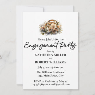 Nice Wedding Ring, Engagement Party Invitation
