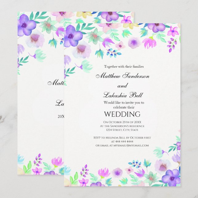 Nice Wedding with flowers  Invitation (Front/Back)