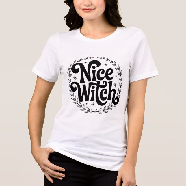 Nice Witch Minimalist Typography T-Shirt Design Tri-Blend Shirt (Front)