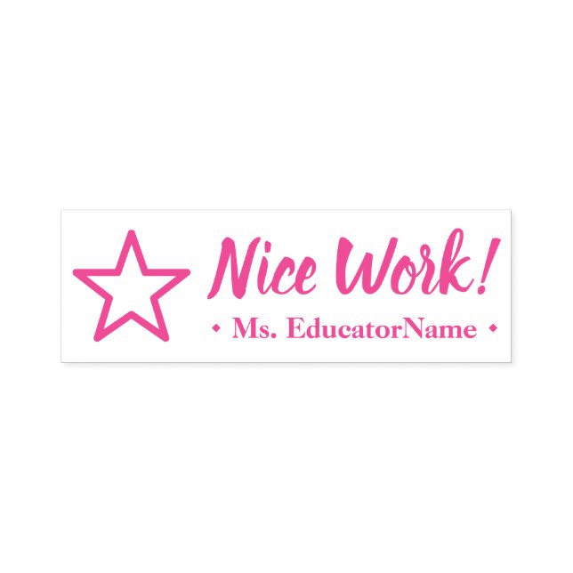 "Nice Work!" + Instructor Name Rubber Stamp (Design)