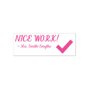 "NICE WORK!" + Tutor Name Rubber Stamp
