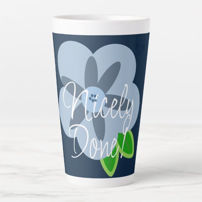 Nicely Done Blue Flower Latte Mug (Front)
