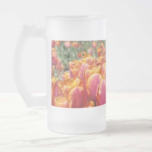 Nicely Done! Spring Tulip Flower Frosted Glass Mug (Left)