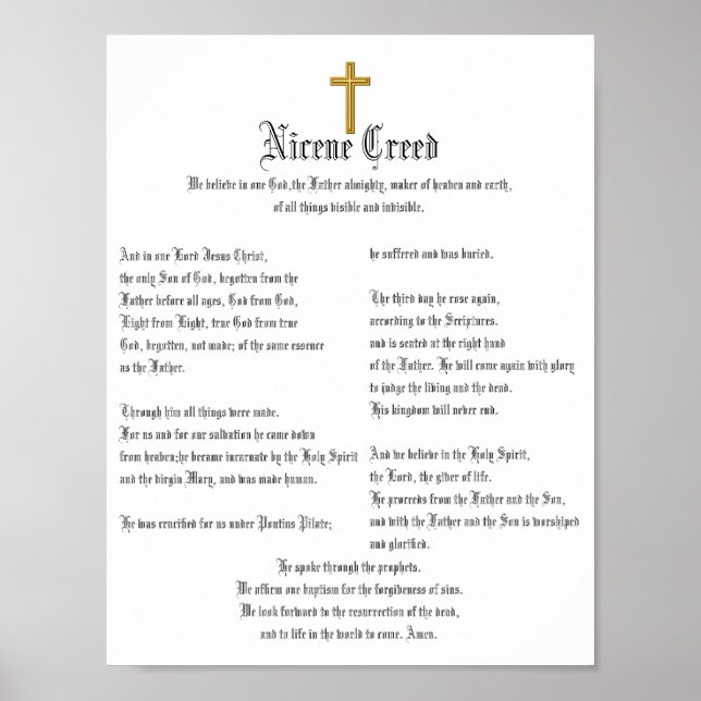 Nicene Creed and Cross Poster (Front)
