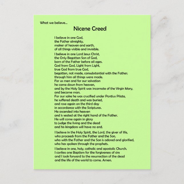 Nicene Creed Postcard ~ Customisable (Front)