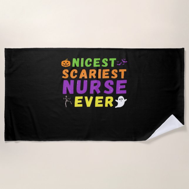 Nicest scariest Nurse ever funny Halloween Classic Beach Towel (Front)