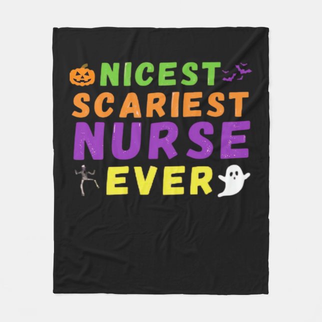 Nicest scariest Nurse ever funny Halloween Classic Fleece Blanket (Front)