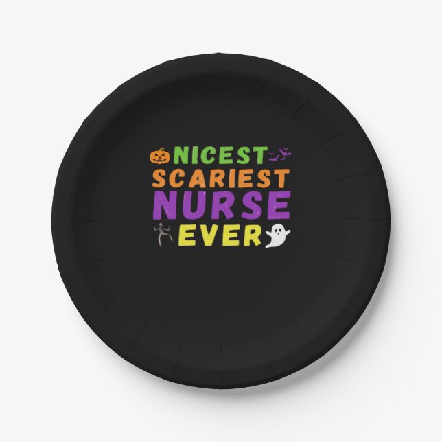 Nicest scariest Nurse ever funny Halloween Classic Paper Plate (Front)