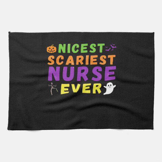 Nicest scariest Nurse ever funny Halloween Classic Tea Towel (Horizontal)