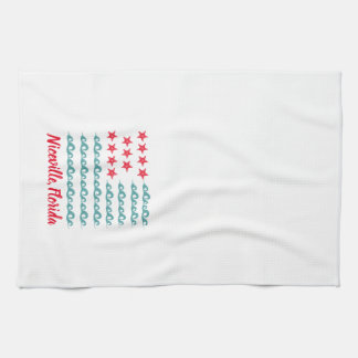 Niceville, Florida Ocean Wave Flag Kitchen Towel