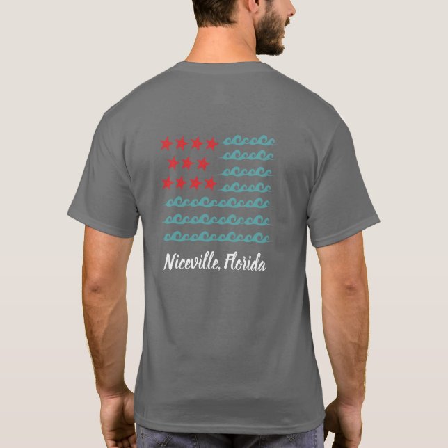 Niceville, Florida Ocean Wave Flag Tee (Back)