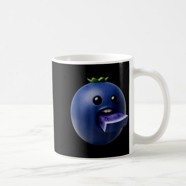 Niche Fruits Funny Blueberry Meme Brainrot Surreal Coffee Mug (Right)