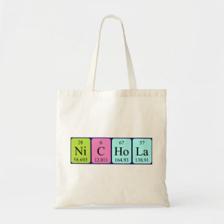 Nichola periodic table name tote bag