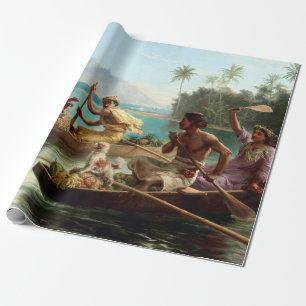 Nicholas Chevalier Race to the Market, Tahiti Wrapping Paper