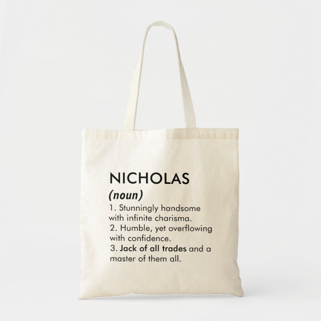 Nicholas name, Editable name, Custom name Tote Bag (Front)