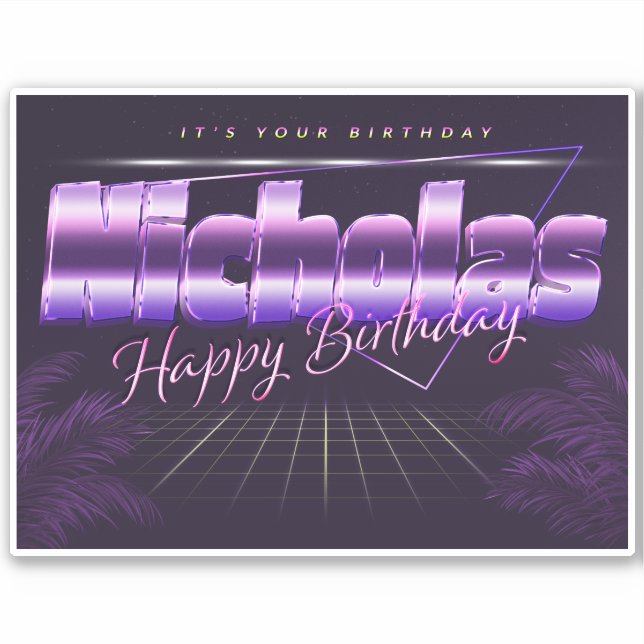 Nicholas Name First Name retro Sticker Birthday (Front)