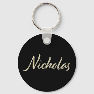 Nicholas Name whitegold Button Schlüsselanhänger Key Ring