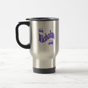 Nicholas Name With Fire Trucks, Travel Mug