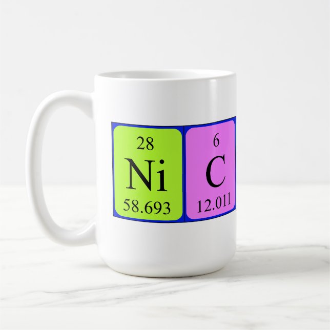 Nicholas periodic table name mug (Left)