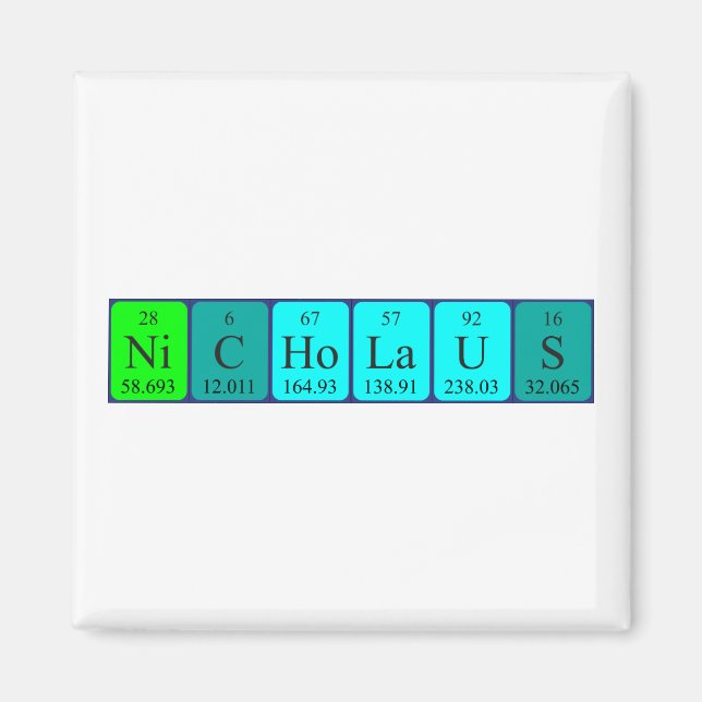 Nicholaus periodic table name magnet (Front)
