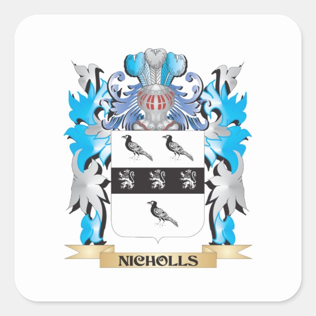 Nicholls Coat of Arms - Family Crest Square Sticker (Front)