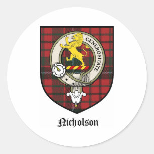 Nicholson Clan Crest Badge Tartan Classic Round Sticker