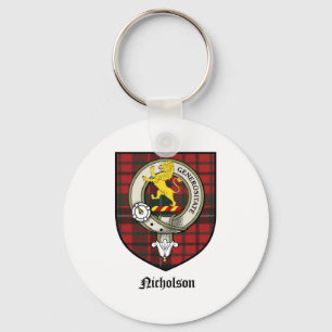 Nicholson Clan Crest Badge Tartan Key Ring