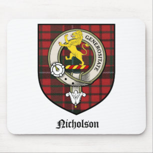 Nicholson Clan Crest Badge Tartan Mouse Mat