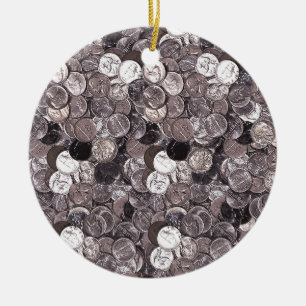 Nickel Coins Graphic Ceramic Tree Decoration