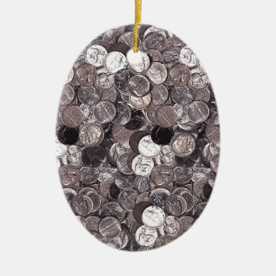 Nickel Coins Graphic Ceramic Tree Decoration