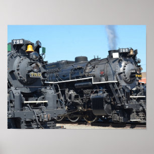 Nickel Plate Road 759 and 765 Steam Engine Trains Poster