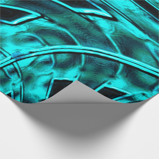 Nickeled and twisted illusion, cyan some bluish wrapping paper (Corner)