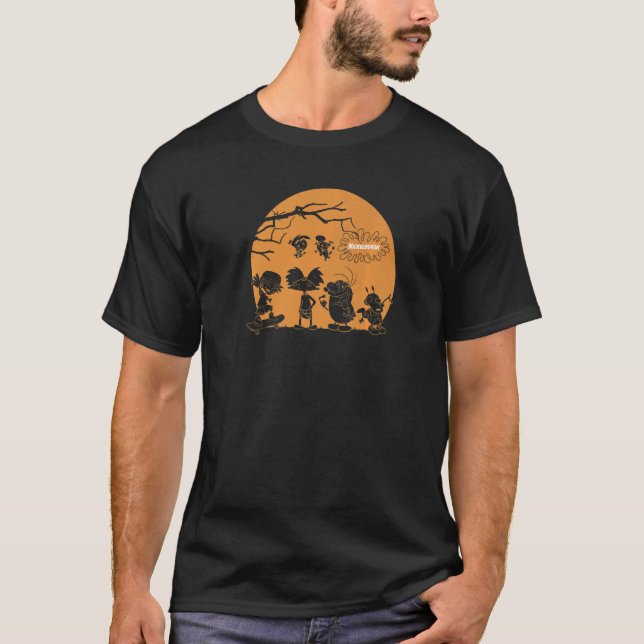 Nickelodeon Halloween Haunted Group Sunset   T-Shirt (Front)
