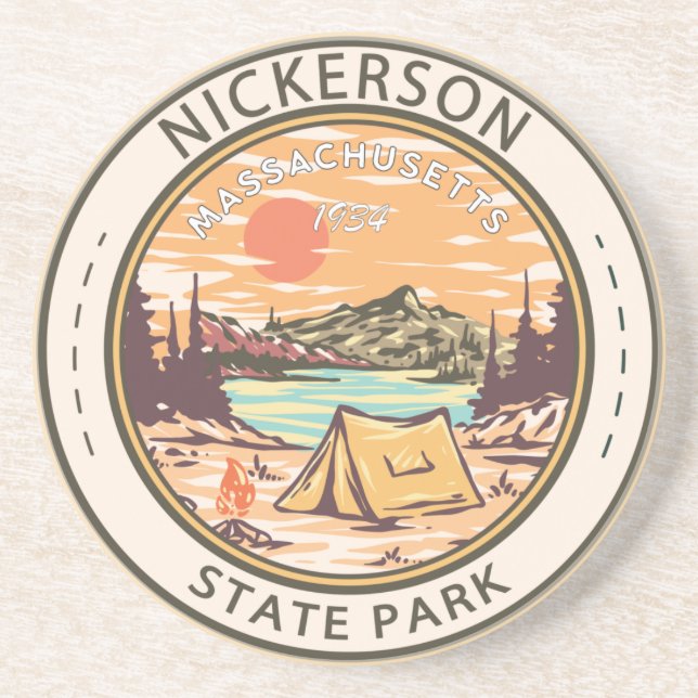 Nickerson State Park Massachusetts Badge Coaster (Front)