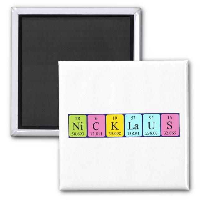 Nicklaus periodic table name magnet (Front)