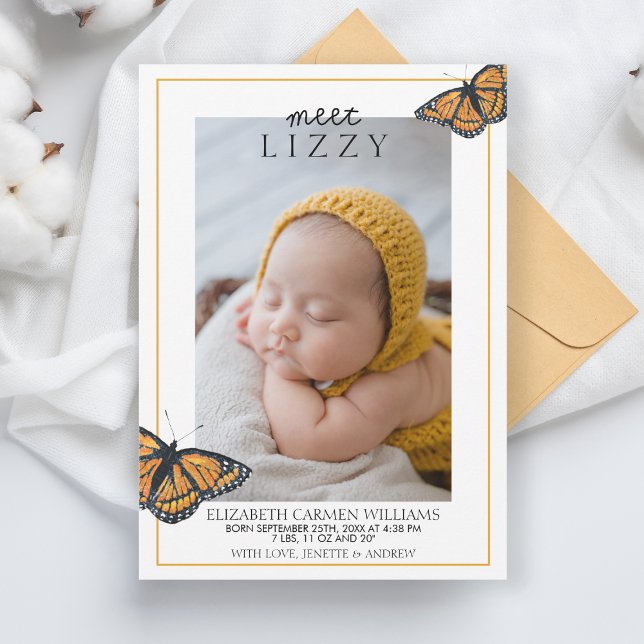 Nickname Meet Baby Butterflies Birth Announcement (Creator Uploaded)