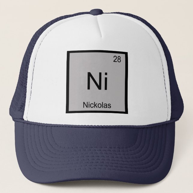 Nickolas Name Chemistry Element Periodic Table Trucker Hat (Front)