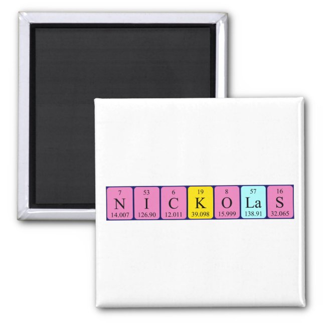 Nickolas periodic table name magnet (Front)